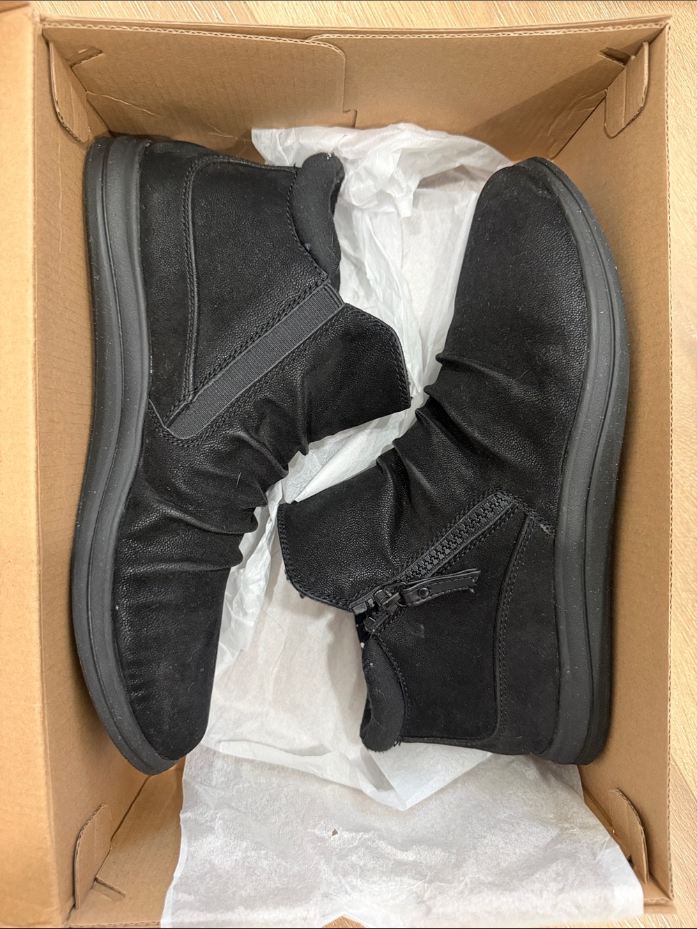 Clarks Women’s Black Suede Casual Zip Ankle Boots